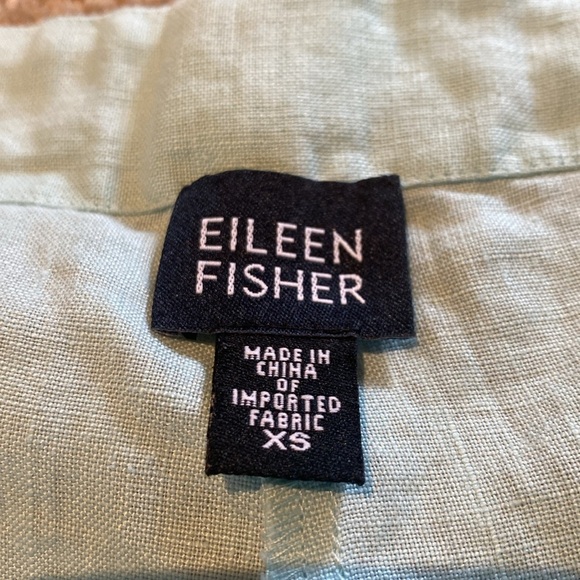 Eileen Fisher Linen Wide Leg Crop Pants Drawstring Waist Mint Green Size XS - Picture 1 of 7